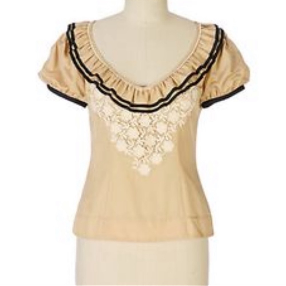 ❄️Anthropologie Floreat ruffle lace blouse